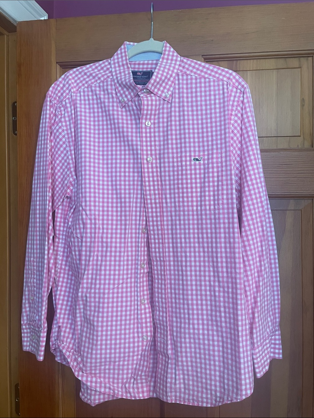 Vineyard Vines Pink Gingham Button-Down Shirt Tucker Vintage Mint Medium